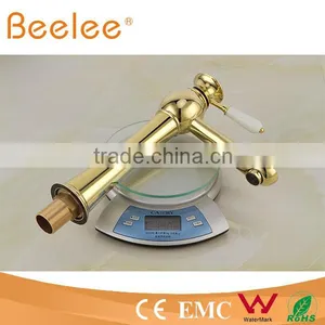 HOT Gold Palted Single Lever Handle Vessel Faucet With Ceramic Lever Handle QL14028HG thumbnail-2
