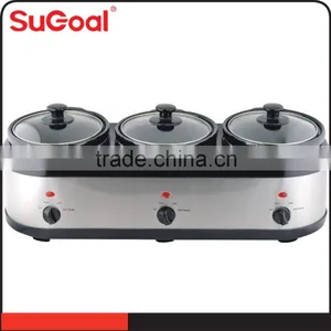 Electric Panel SS Body 3 in Line Industrial Slow Cooker thumbnail-1