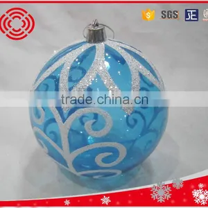 Hand Painted Lake Blue Transparent Decorative Plastic Christmas Ball thumbnail-1
