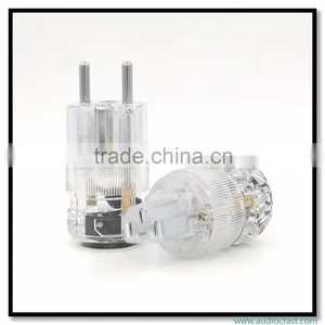 OEM/ODM Rhodium Plated Clear Audio Grade EU Male Power Plug+ IEC Female Plug Connector For Audio thumbnail-1