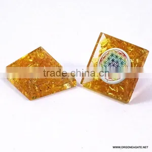 Yellow Onyx Baby Orgone Pyramid With Flower Of Life | Orgone Agate thumbnail-1