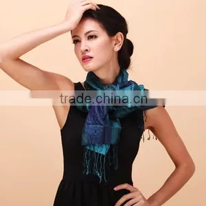 Customized Silk Long Scarf With Tassels thumbnail-5