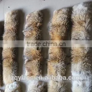Wholesale Factory Price Natural Color Real Coyote Fur Collar Trimming/fox Fur Strips thumbnail-1