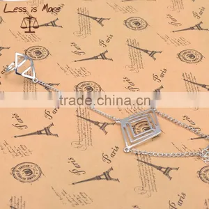 Fashion Punk Rock Style Alloy Silver Joint Finger Rings Chains Connect Bracelet thumbnail-2