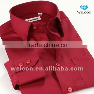 100% Cotton Stylish Italian Style Long Sleeve Latest Brand Design Formal Dress Fashion Men Red Shirt thumbnail-1