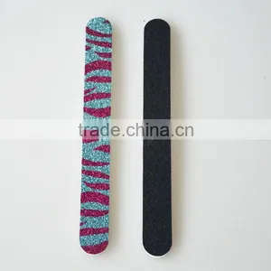 Wholesale Custom Bling Glitter Nail File Zebra Texture Emery Board Cheap Nail Care Tools for Beaurty Salon Factory thumbnail-1