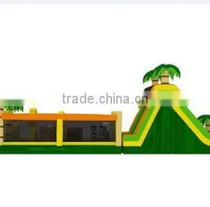 3.3mWx20mLx6mH Tropical Theme Giant Adult Inflatable Obstacle Course for Sale Large Inflatable Games thumbnail-1