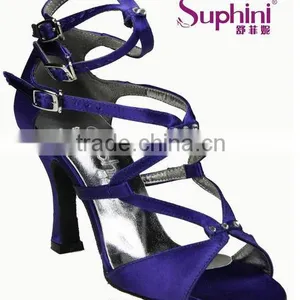 Blue Leather Latin Shoes ,woman Dance Sandal Shoes thumbnail-3
