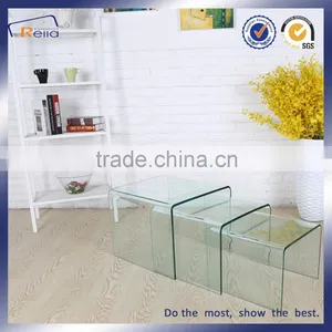 Bent Glass Coffee Table Set Chinese Manufacture thumbnail-1