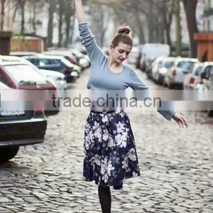 Hot Women Ladies Vintage Style High Waist Floral Casual Party Midi Pleated Skirt thumbnail-1