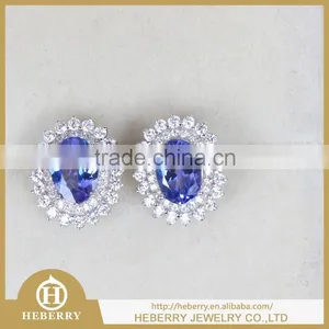 Tanzanite Luxury Earring With 925 Silver Match Czech Diamond Around thumbnail-4