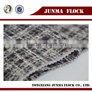 Manufacturer China Textile Junma Design Tartan Pattern Spray Flock Rattan Sofa Fabric thumbnail-3