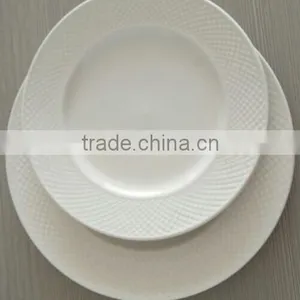 Super White Porcelain Round Embossed Plate /hotel Porcelain Paltes /white Porcelain Appetizer Plates thumbnail-1