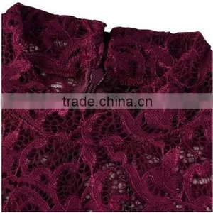 Women's Classicial Floral Lace Long Sleeve Slim Formal Mini Dress thumbnail-3