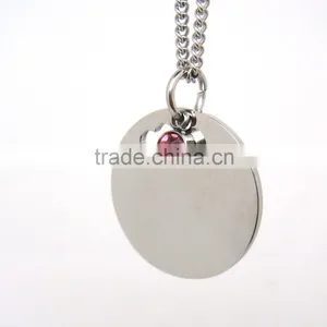 316l Stainless Steel Round Plate Pendant With Decorate Zircon thumbnail-5