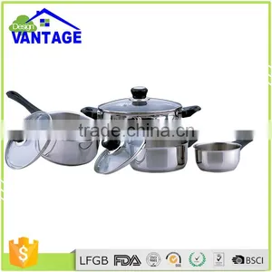 Heat Resistant 7pcs Non-stick Stainless Steel Pot Cookware Set With Milk Pot, Casserole, and Saucepan thumbnail-1