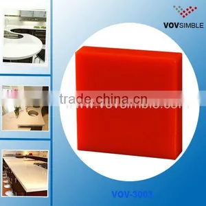 Pure Red Artificial Stone Solid Surface Sheets for Interior House Decoration 12mm Thick thumbnail-1