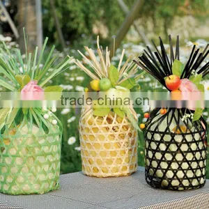 2014 Small Round Bamboo Basket With Decorations thumbnail-1