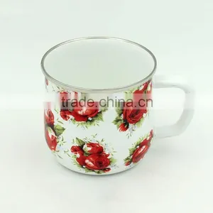 2016 New Flower Printing Carbon Steel Custom Made Enamel Camping Mug thumbnail-6