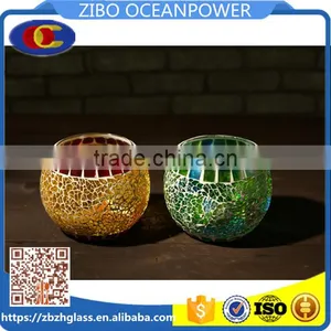 Glass Jar Mosaic Colored Glass Candleholder Glass Vase thumbnail-1