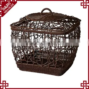 S&D Plastic Square Handmade Hollow Washing Flexible Plastic Rattan Custom Laundry Basket Large Wicker Baskets With Lids thumbnail-1