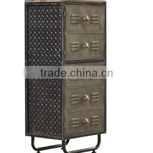 Industrial Metal Frame Wood Top Bookcase With Fluted Doors thumbnail-2