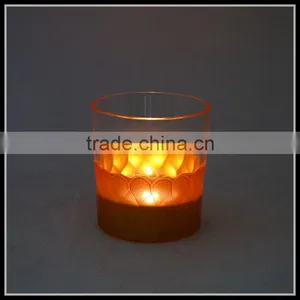8 oz Hand Cut Gold Painted Glass Candle Holder thumbnail-1