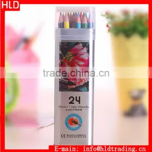 Factory Wholesale Anti Breaking Triangle Tin Box 24 Color Water Color Pencil Set thumbnail-1