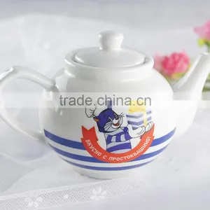 Hot Selling Products White Porcelain Cartoon Printing Teapot Wholesale thumbnail-4