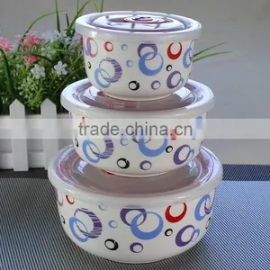 Mixing Bowl Set,lid Food Storage Set, Ceramic Bowl With Lid Plastic thumbnail-1