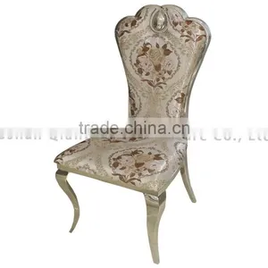 Antique Style Painting Fabric Stainless Steel Dining Chair thumbnail-2