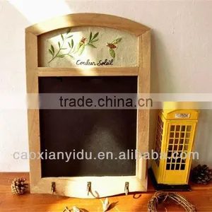 Wholesale in Stock Chalkboard Blackboard With Three Hooks Hotel Decor Message Board Writing Board Wooden Frame With Embroidery thumbnail-1