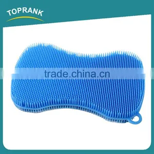 Toprank Hot Selling Heat Resistant Colourful Kitchen Cleaning Brush Pot Pan Dish Bowl Wash Scrubber Pad Silicone Dish Brush thumbnail-3