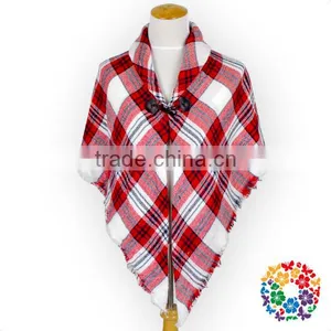 White Red Lattices Shawls Women Grid Scarves & Shawls thumbnail-5