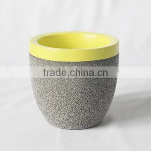 Nordic Sand Matte Yellow Concrete Flower Pot Outdoor Vase Planter thumbnail-1