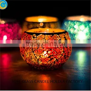 Pink Handmade Glass Mosaic Candle Holder thumbnail-2