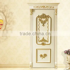 High End European Imperial Style Rome Framed Decorative Solid Wood Carving Double Door Painted in White and Gold BF12-05234c thumbnail-6