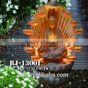 India Resin Hindu Statues for Sale Buddha Face Waterfall Fountains With Led Light thumbnail-1