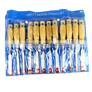 12 Piece Wood Carving Hand Chisel Tool Set Professional Woodworking Gouges Steel thumbnail-6