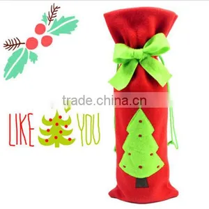 2016 New Cheap Christmas Decorations Red Santa Tree Wine Bottle Cover Bags Dinner Party Gift thumbnail-5