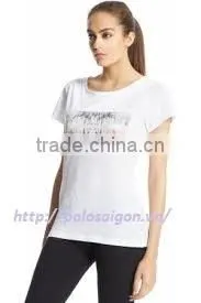 Custom Logo Promotional 100% Cotton Printing White Women Ladies t Shirt thumbnail-1