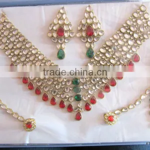 Wedding Dulhan BRIDAL KUNDAN NECKLACE Set thumbnail-1