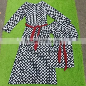 Mom and me Dress Clothes Party Clothes Sets Long Sleeves Dress me and Mom Machting Dress thumbnail-1