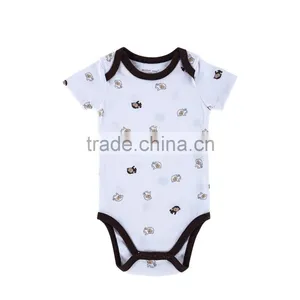 Factory Price Summer 100% Cotton Newborn Short Sleeve Bodysuit Soft Playsuit Baby Boy Romper Animal Pattern thumbnail-1