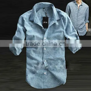 2016 Foreign Trade Cotton Men Long Sleeves Linen Shirt thumbnail-1