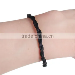 Cheap Wholesale Black 19.5cm Long Polyester Braiding Bracelets thumbnail-3