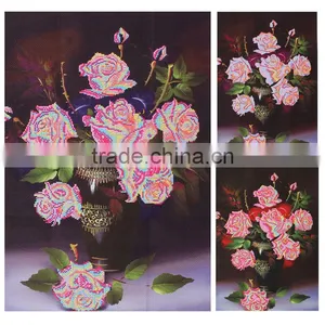 5D Diy Diamond Painting Cross Stitch Rose Flower Diamond Embroidery Resin Round Diamond Crafts Wall Sticker Blue Rose Home Decor thumbnail-2