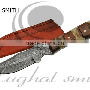 Damascus Steel Knife With Leather Sheath ms 7184 thumbnail-1