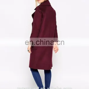 China Wholesale Oversized Fit With Panelled Collar Women Wool Winter Coat thumbnail-3