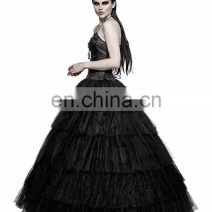 Gothic Victorian Punk Rave Black Long Skirt-crinoline Q-317 thumbnail-6